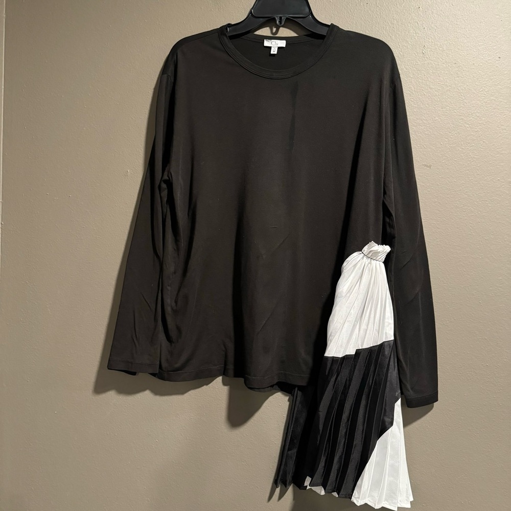 Clu 100% Cotton Long Sleeves Top With Pleated Side Design Size Medium